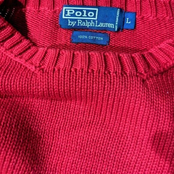 Polo Ralph Lauren Cable knit red cotton crew neck - Picture 4 of 8